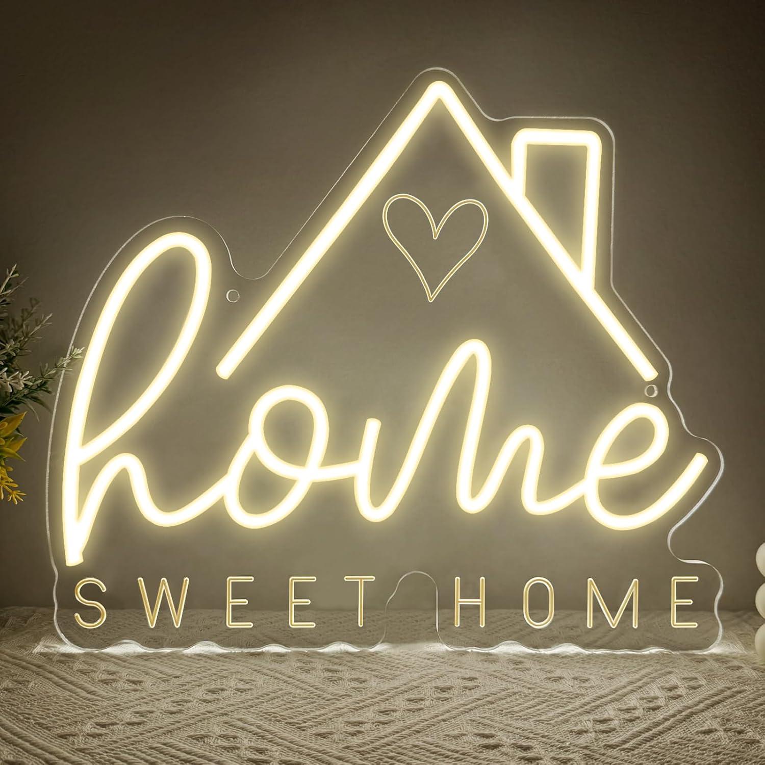 Lighting Decor For Living Room - لافتة نيون 'Sweet Home' مع إضاءة