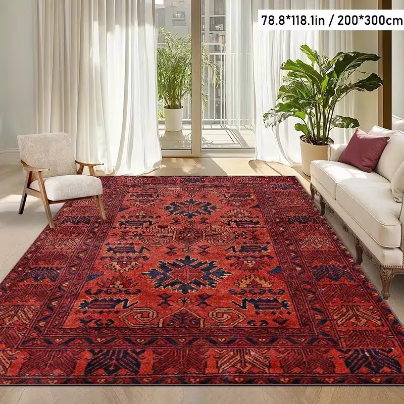 Lighting Home Decor Products - سجاد بنمط هندسي أحمر اللون. سجاد