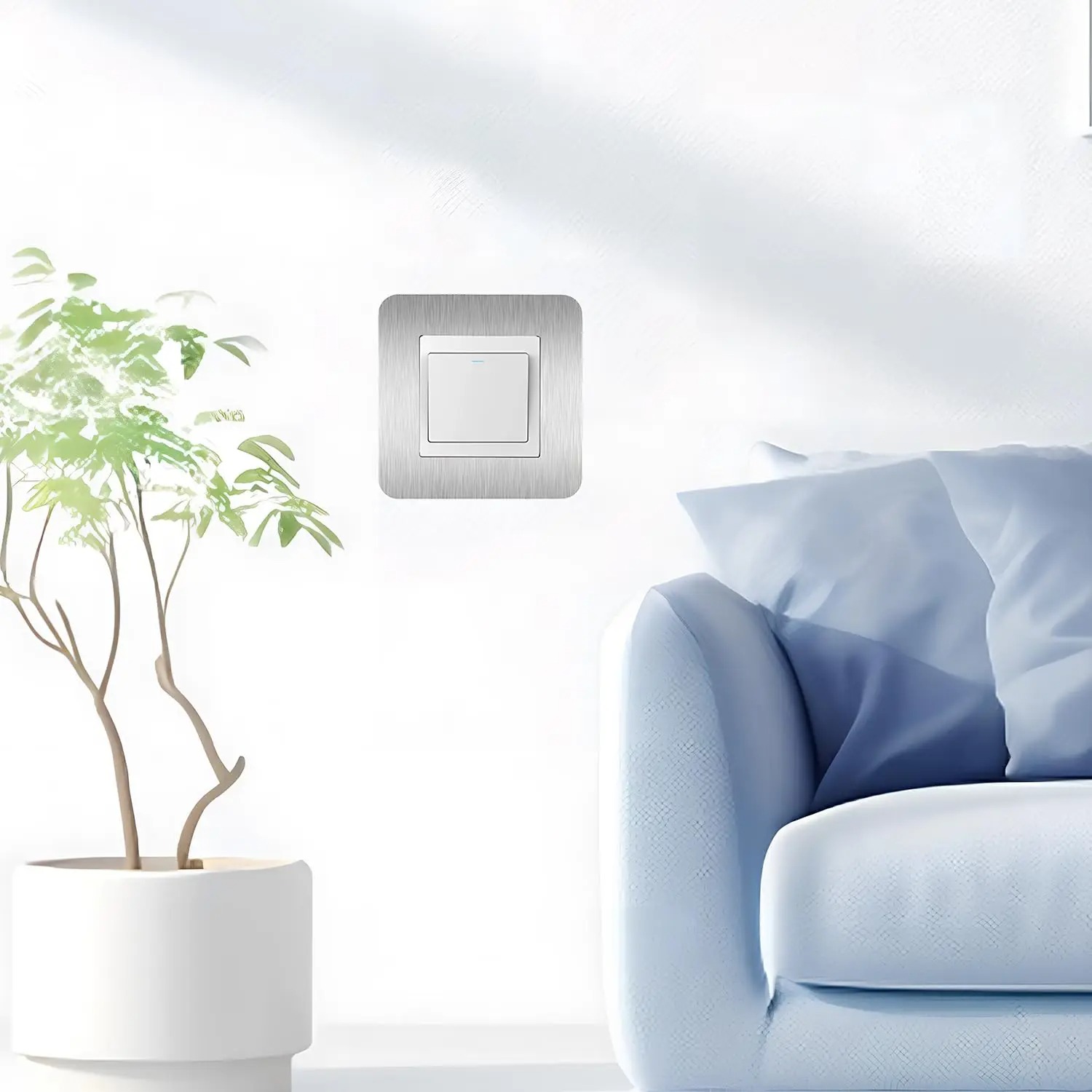 Decor Lighting Uk - 4 قطع مفتاح إضاءة فضي ذاتي