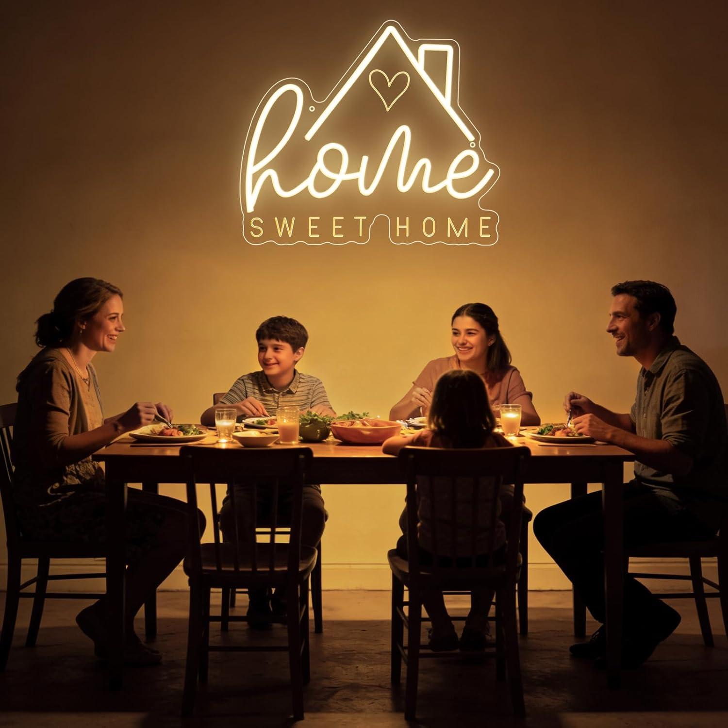 لافتة نيون 'Sweet Home' مع إضا - مراجعة Lighting Decor For Living Room وسعره